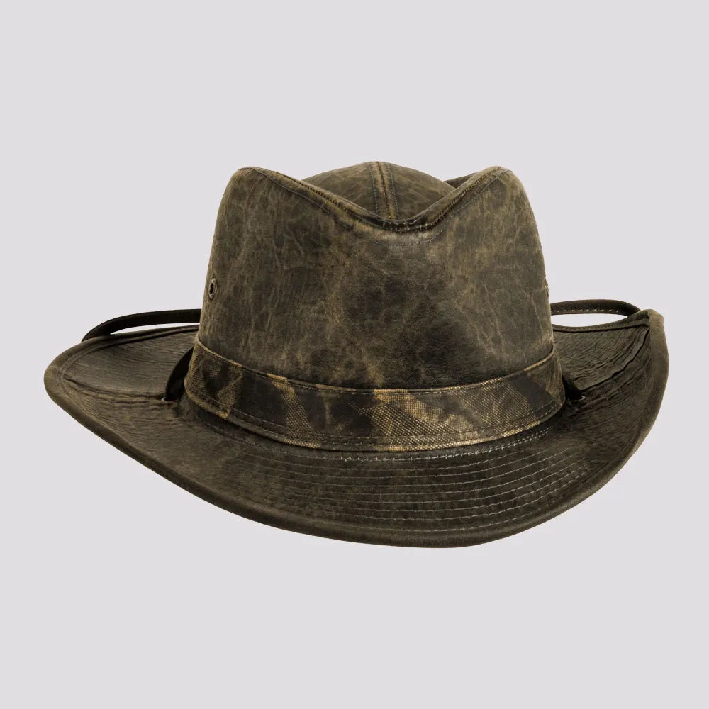 Union Outback Arden | Mens Black Weathered Cotton Outback Hat – American Hat Makers