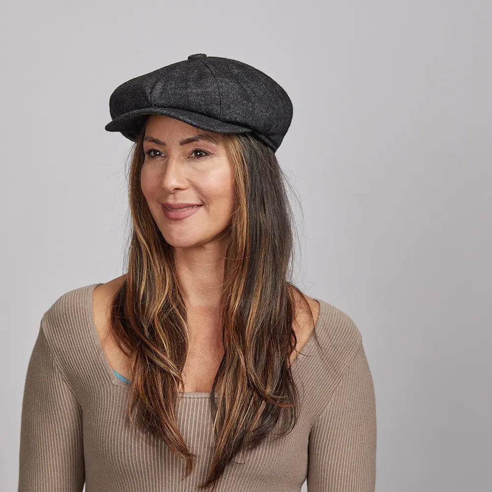 Argo | Womens Charcoal 8 Panel Newsboy Cap