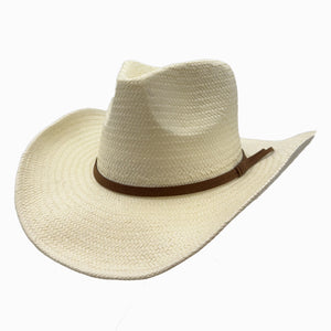 Avery | Mens Cream Pinch Front Western Curled Straw Cowboy Hat