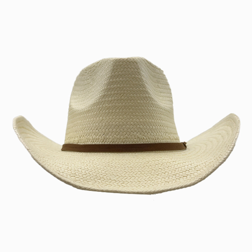 Avery | Mens Cream Pinch Front Western Curled Straw Cowboy Hat