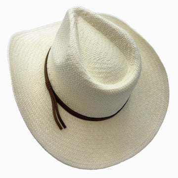 Avery | Mens Cream Pinch Front Western Curled Straw Cowboy Hat