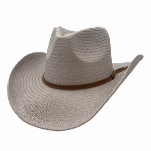 Avery | Mens Gray Pinch Front Western Curled Straw Cowboy Hat