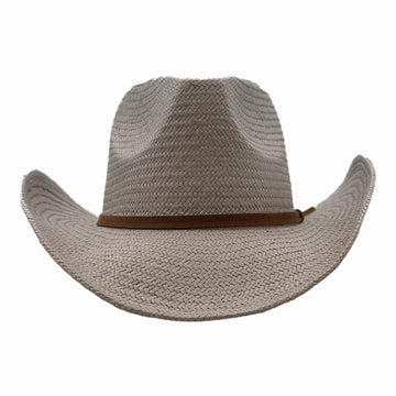 Avery | Mens Gray Pinch Front Western Curled Straw Cowboy Hat