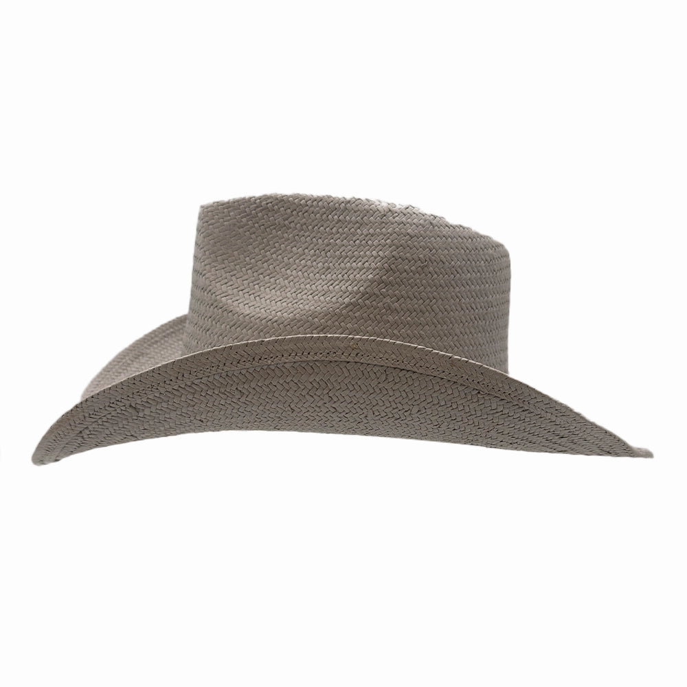 Avery | Mens Gray Pinch Front Western Curled Straw Cowboy Hat