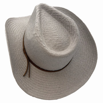 Avery | Mens Gray Pinch Front Western Curled Straw Cowboy Hat