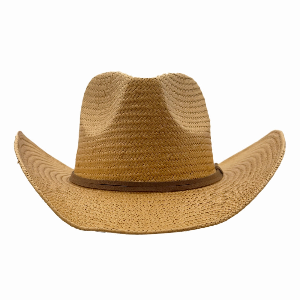 Avery | Mens Tea Pinch Front Western Curled Straw Cowboy Hat