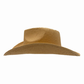 Avery | Mens Tea Pinch Front Western Curled Straw Cowboy Hat