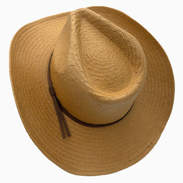 Avery | Mens Tea Pinch Front Western Curled Straw Cowboy Hat