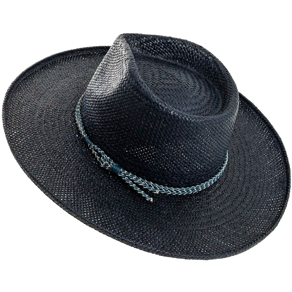 Bailey Navy Sun Straw Hat Angled View