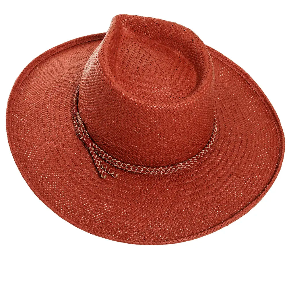 Bailey Red Sun Straw Hat Top Angled View