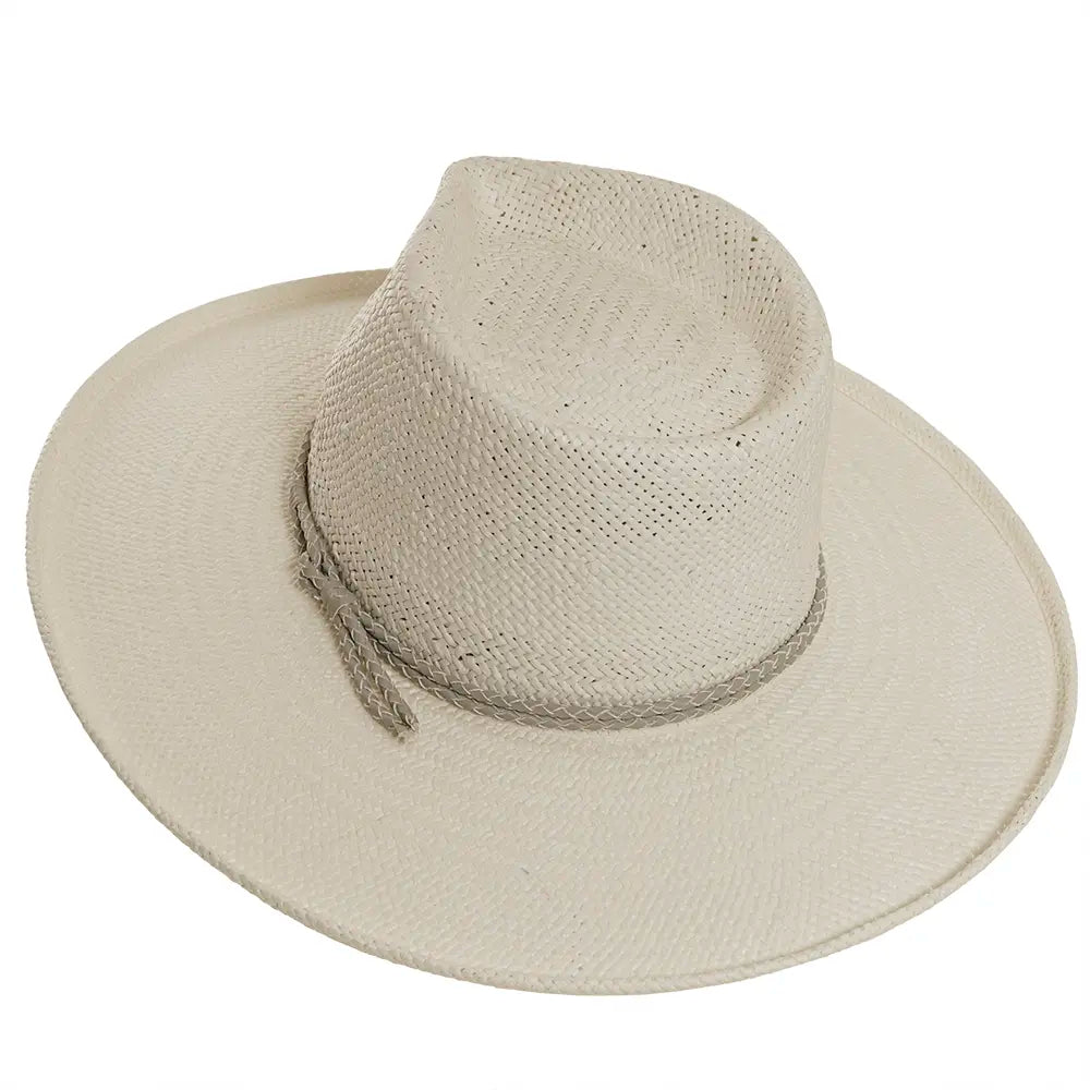 Bailey White Sun Straw Hat Angled Top View