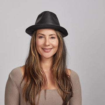Balboa | Womens Black Leather Fedora Hat