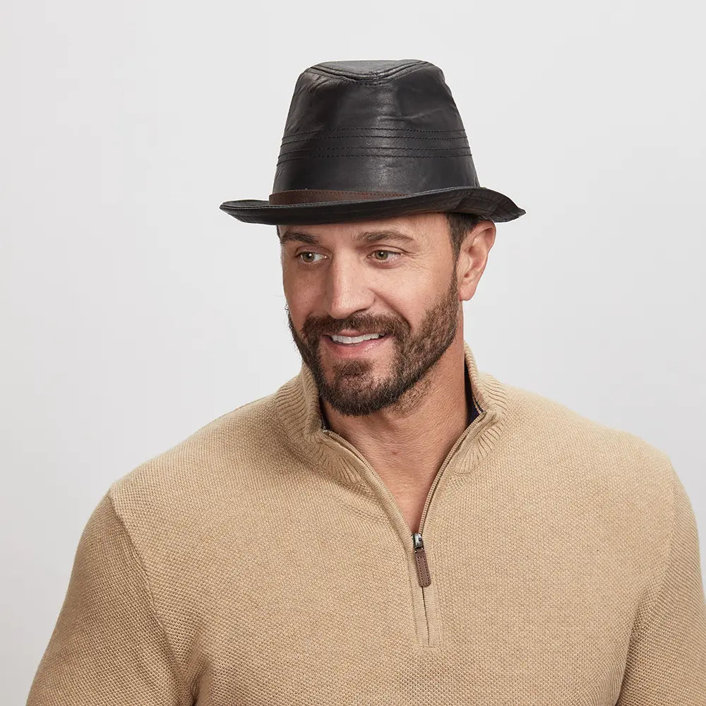 Balboa | Mens Black Leather Fedora Hat