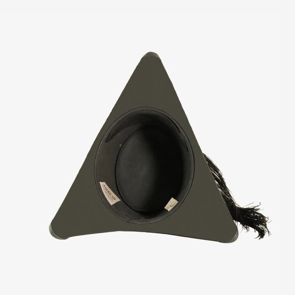 Barbossa | Womens Black Leather Tricorn Hat with Feather Plume