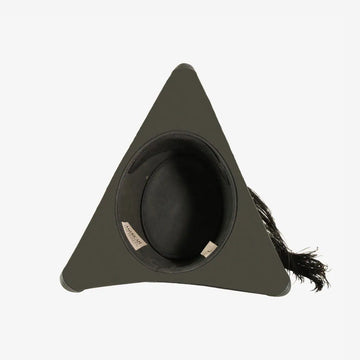 Barbossa | Womens Black Leather Tricorn Hat with Feather Plume