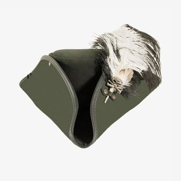 Barbossa | Womens Black Leather Tricorn Hat with Feather Plume