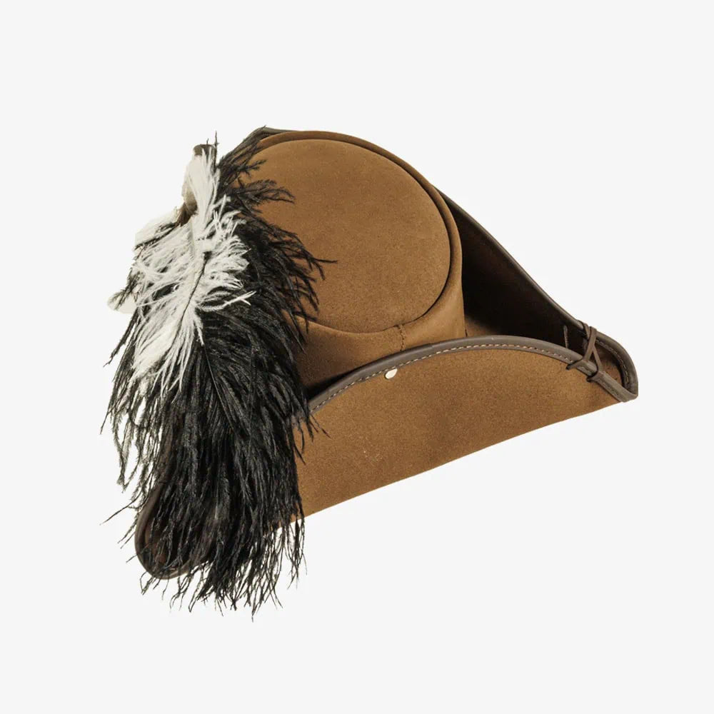 Barbossa | Womens Leather Tricron Hat with Feather Plume