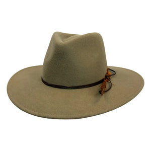 Base Camp | Mens Khaki Wool Felt Crushable Outback Hat