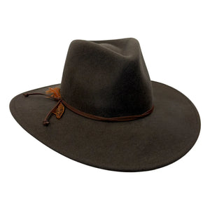 Base Camp | Mens Chocolate Brown Wool Felt Crushable Outback Hat