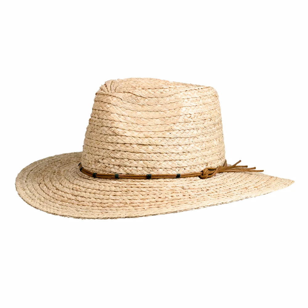 Beach Comber | Womens Natural Teardrop Straw Fedora Hat