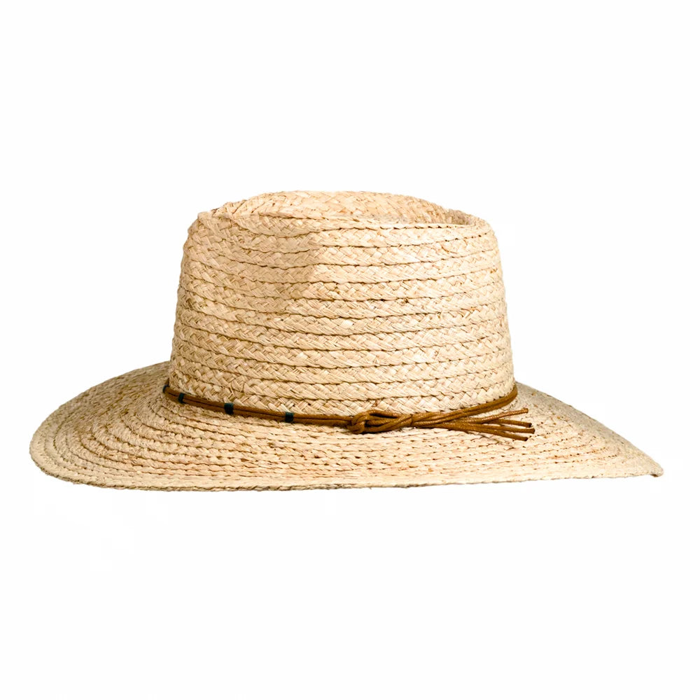 Beach Comber | Womens Natural Teardrop Straw Fedora Hat