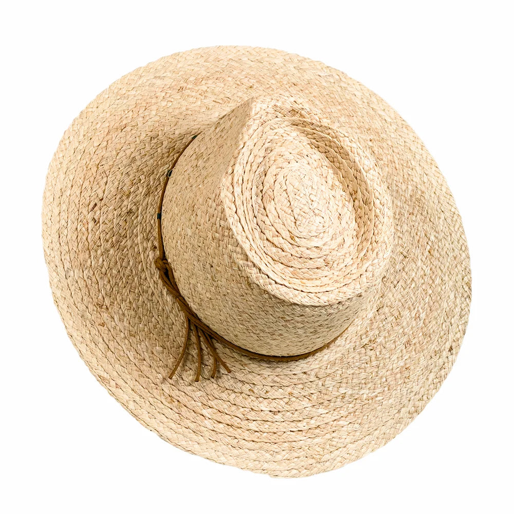 Beach Comber | Womens Natural Teardrop Straw Fedora Hat