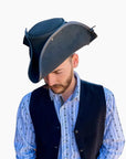 Blackbeard Mens Tricorn Pirate Hat angled right view