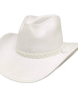 Blizzard White Leather Cowboy Hat by American Hat Makers front angled view
