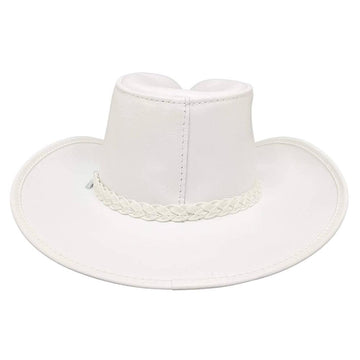 Blizzard White Leather Cowboy Hat by American Hat Makers back view