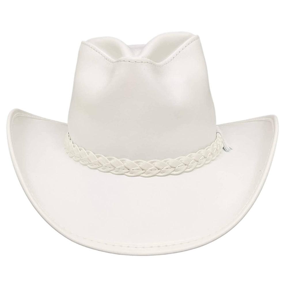 Blizzard White Leather Cowboy Hat by American Hat Makers front view