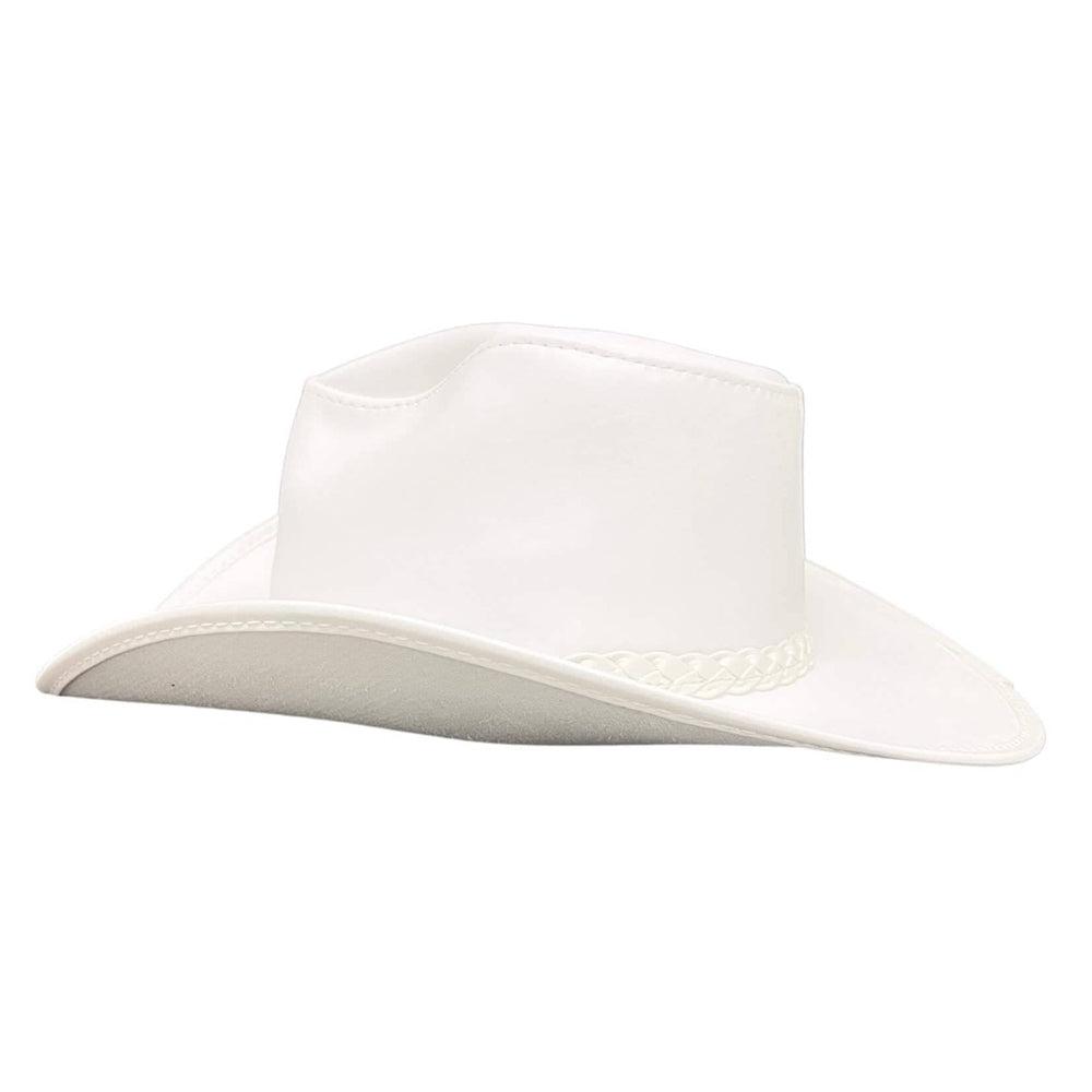 Blizzard White Leather Cowboy Hat by American Hat Makers side view