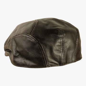 Bookie | Mens Brown Leather Flat Cap