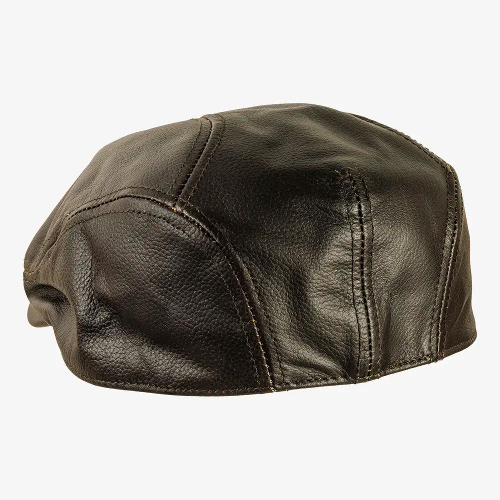 Bookie | Womens Brown Leather Flat Cap