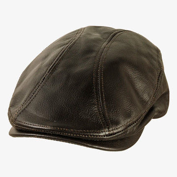 Bookie | Womens Brown Leather Flat Cap