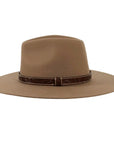 boone khaki fedora hat side view