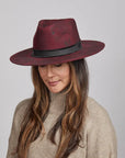 Bordeaux | Womens Wide Brim Felt Fedora Hat