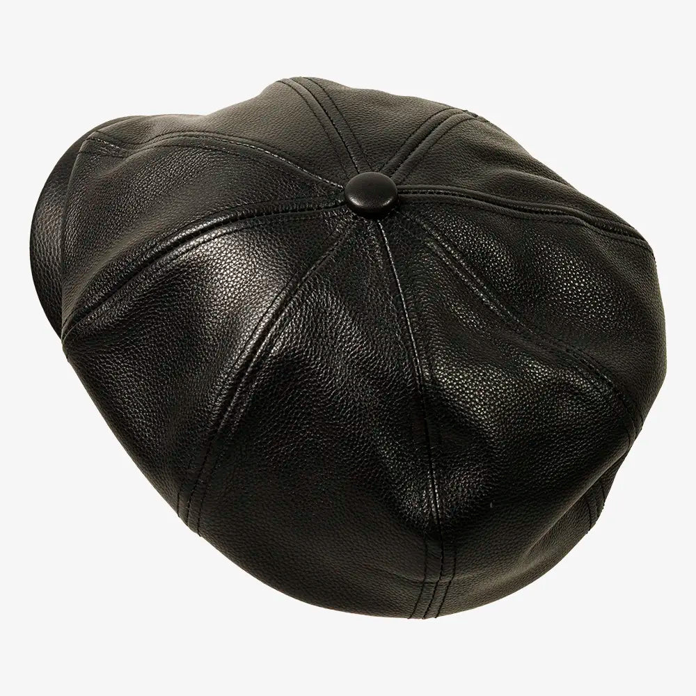 Bourbon St | Mens Black Leather Cap
