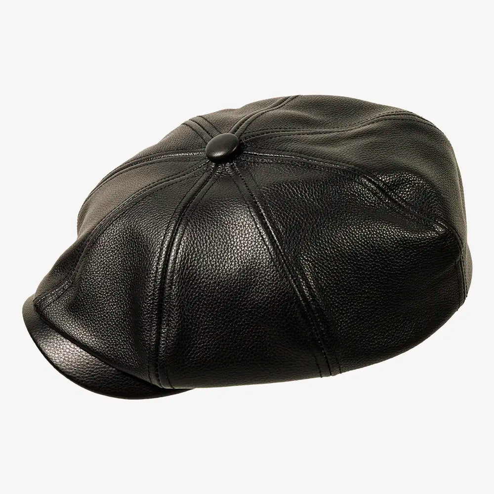 Bourbon St | Mens Black Leather Cap