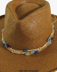 Bragg | Opaque Stones Tied on Natural Twine Hat Band