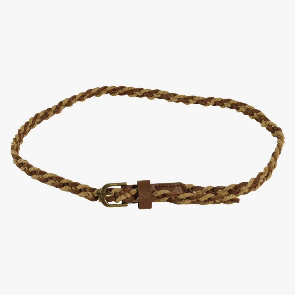 Braidy | Braided Leather Hat Band with Brass Buckle