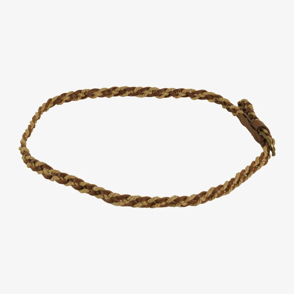 Braidy | Braided Leather Hat Band with Brass Buckle