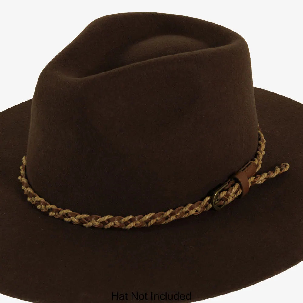 Braidy | Braided Leather Hat Band with Brass Buckle