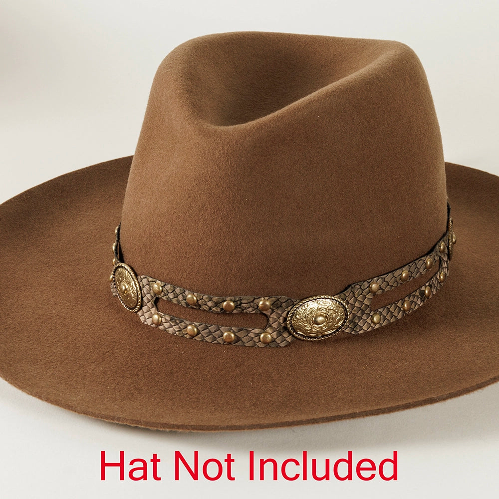Brassy Hatband on a Tan Hat