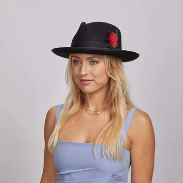 Broadway | Womens Black Felt Fedora Hat
