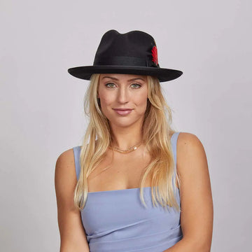 Broadway | Womens Black Felt Fedora Hat