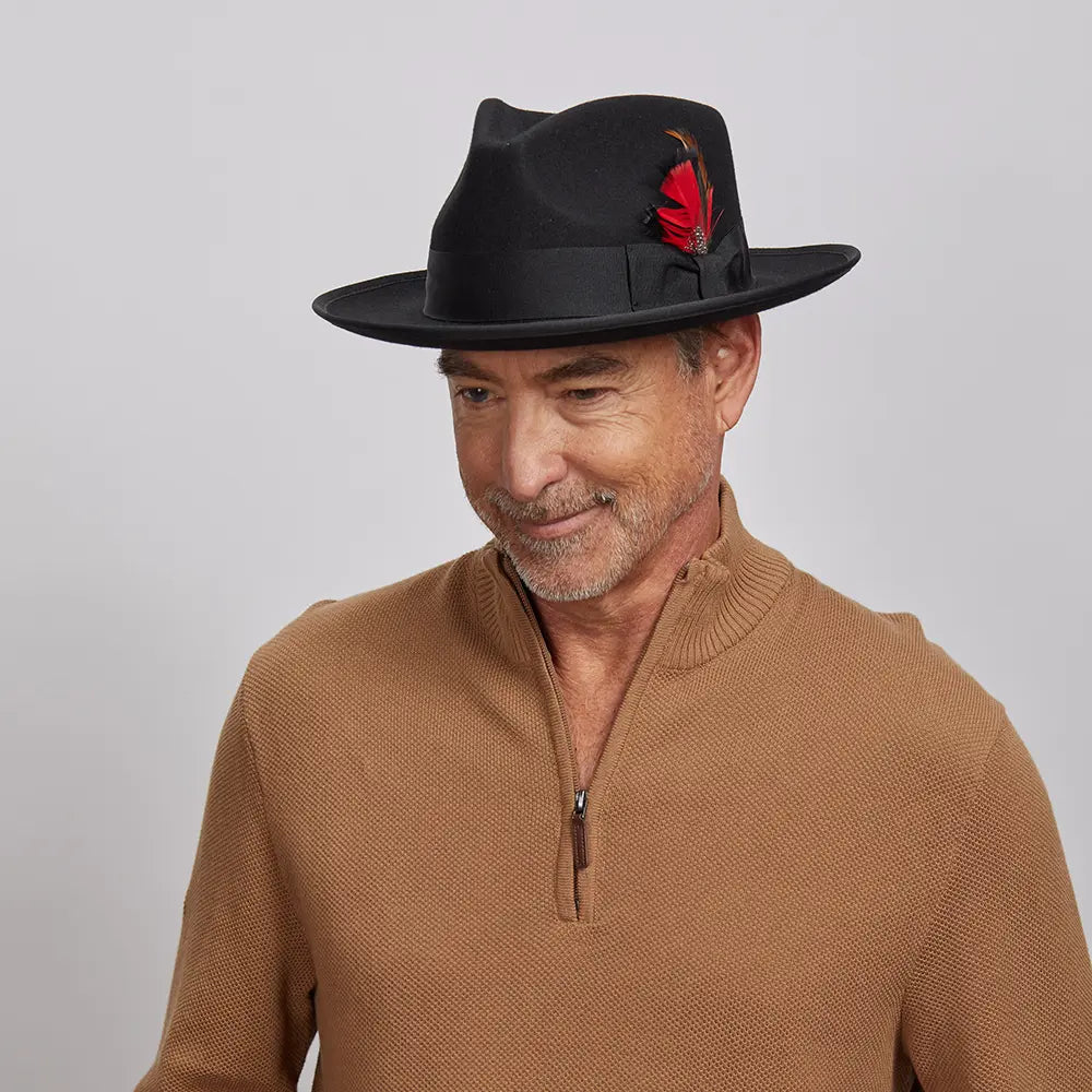 Broadway | Mens Black Felt Fedora Hat