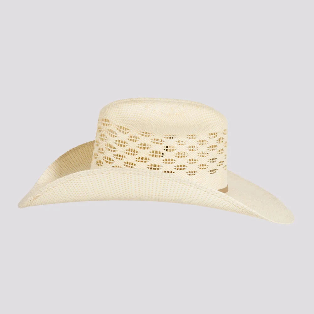 Cal | Womens Natural Vented Crown Woven Bangora Straw Cowgirl Hat
