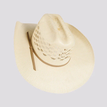 Cal | Womens Natural Vented Crown Woven Bangora Straw Cowgirl Hat
