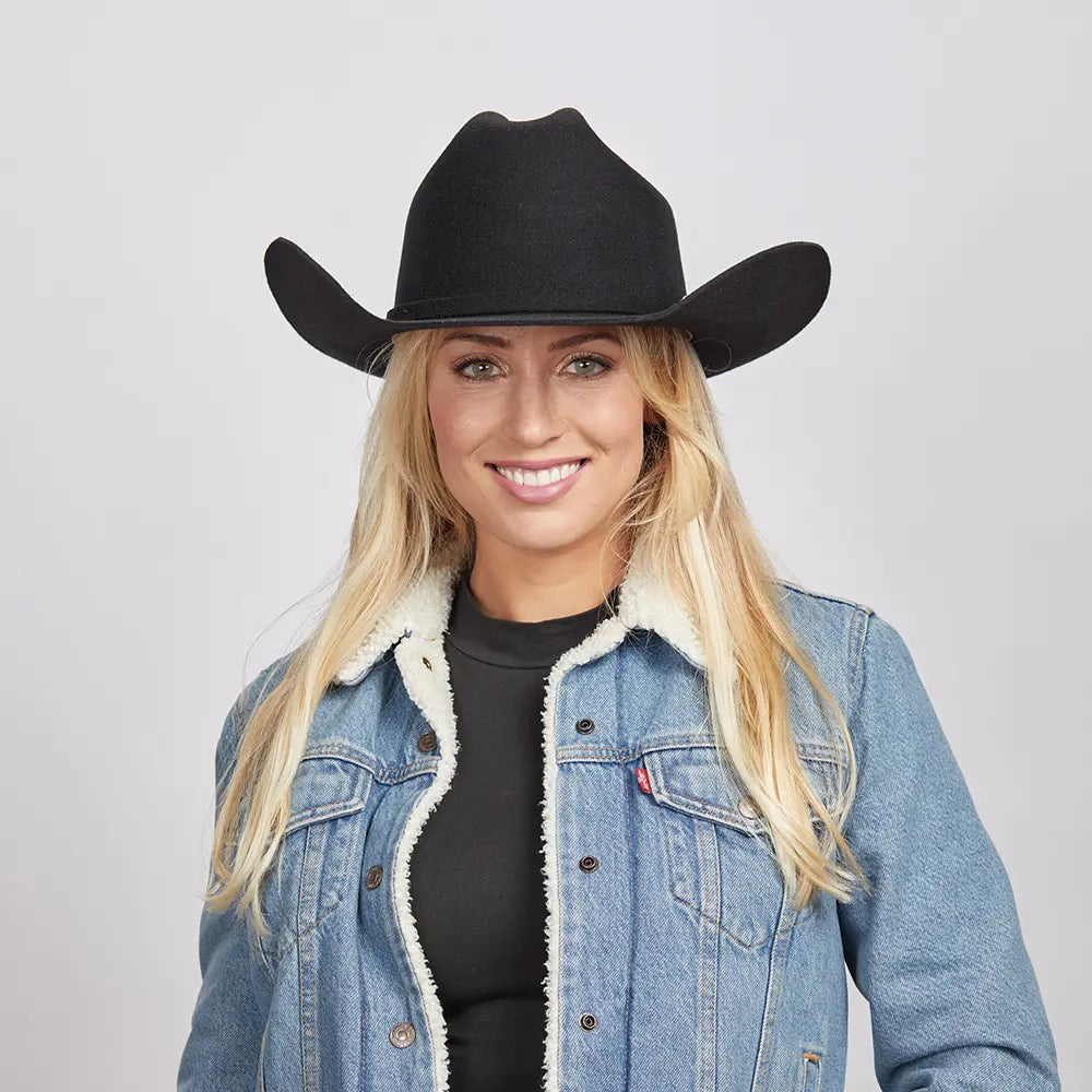 Cattleman Black | Womens Felt Black Cowgirl Hat – American Hat Makers