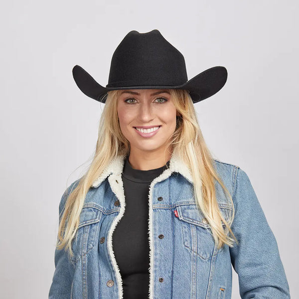 Black felt cowgirl hat 100% Wool Western Cowboy Hat for Men Women Classic Fedora  main image 3